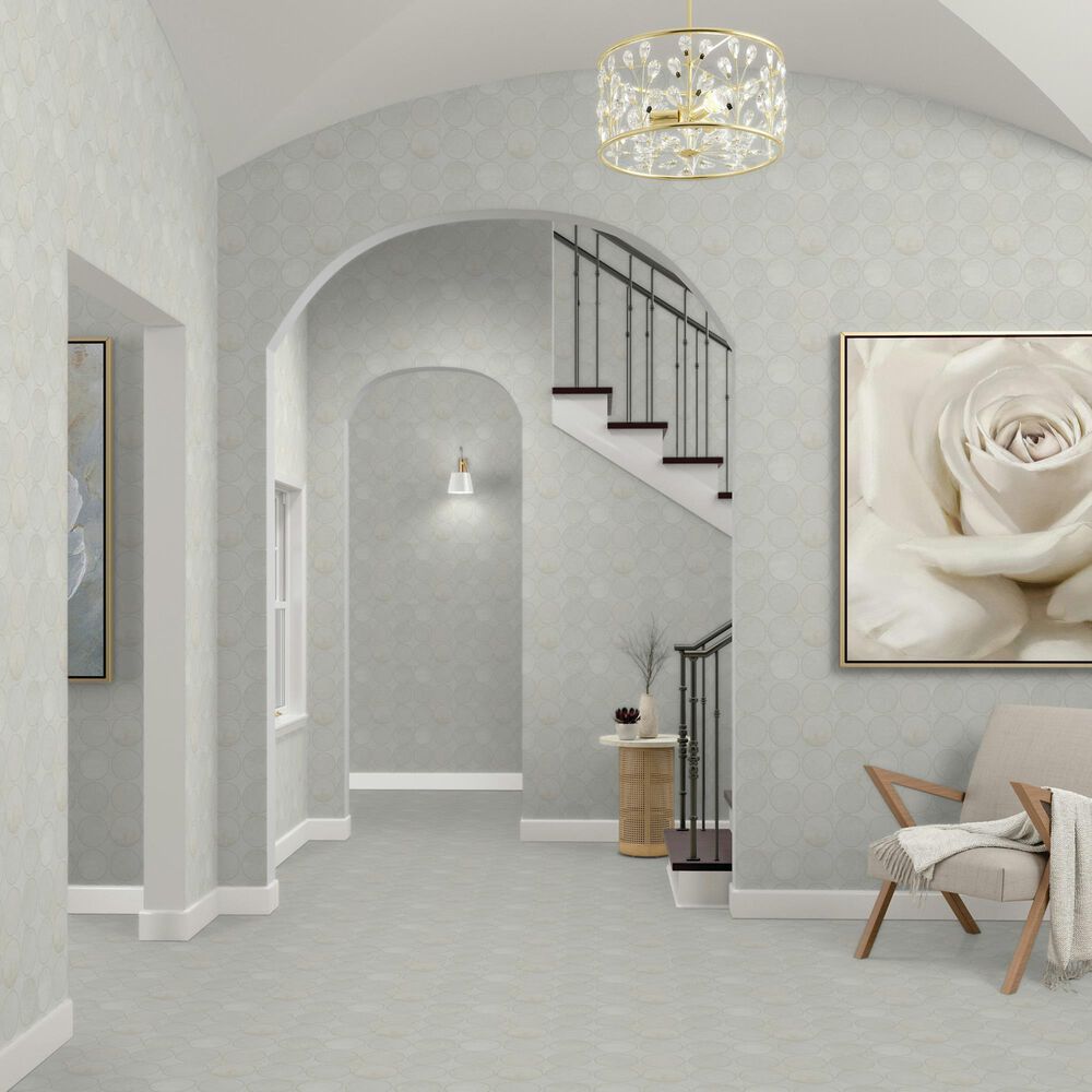 Dal-Tile Rekindle White 13.5&quot; x 13.5&quot; Canvas Dot Porcelain Mosaic Sheet, , large