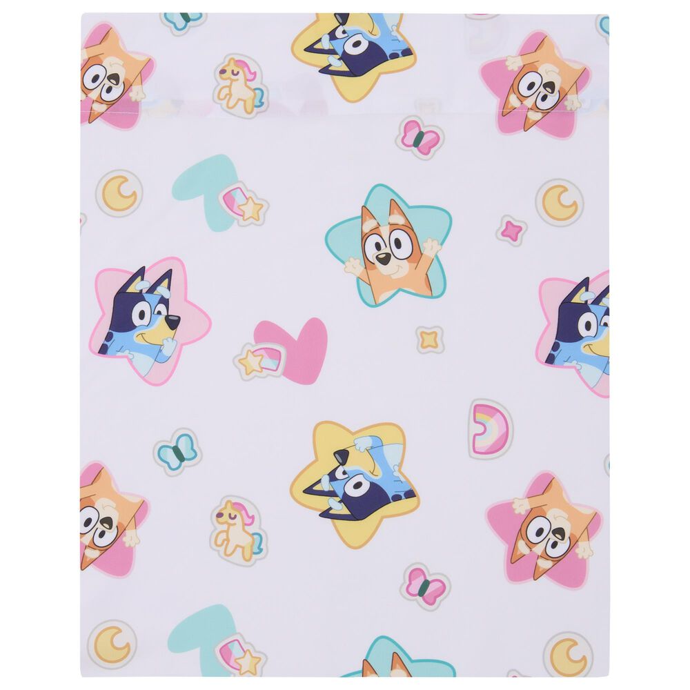 Nojo Baby and Kids Bluey Best Day Ever 4-Piece Toddler Bed Set in Pink, Aqua and Yellow, , large
