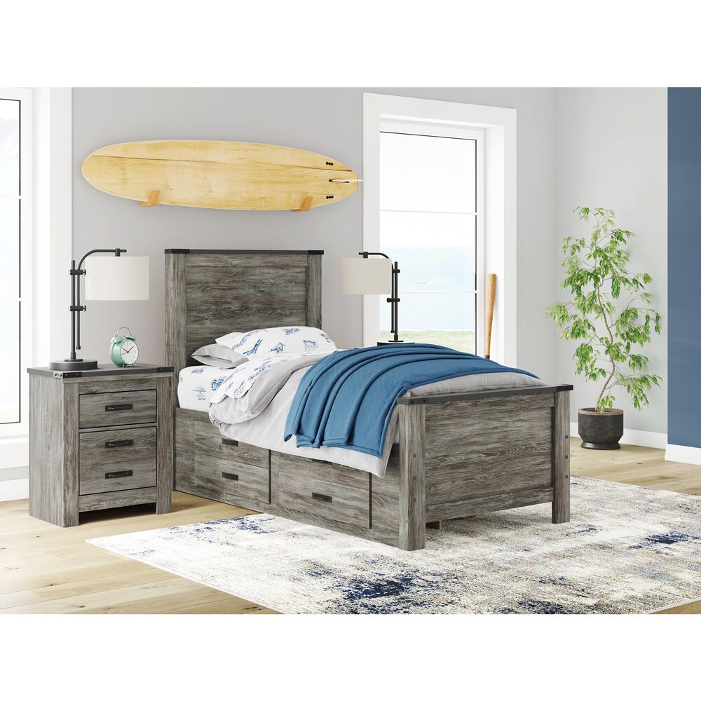 Ashley Frandern Twin Platform Bed with Storage in Warm Gray, , large