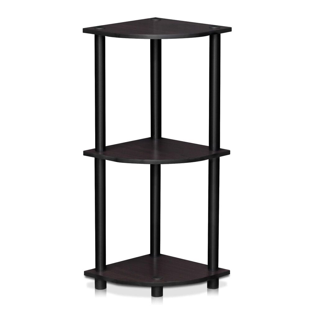 HOMLUX Turn-N-Tube 3-Tier Corner Bookshelf in Dark Walnut, , large
