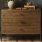 Four Hands Eaton 3-Drawer Large Nightstand in Amber Oak and Dark Gunmetal, , large