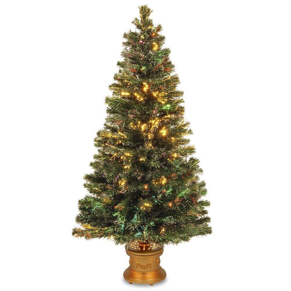 National Tree 60" Fiber Optic Fireworks Evergreen Tree, , large