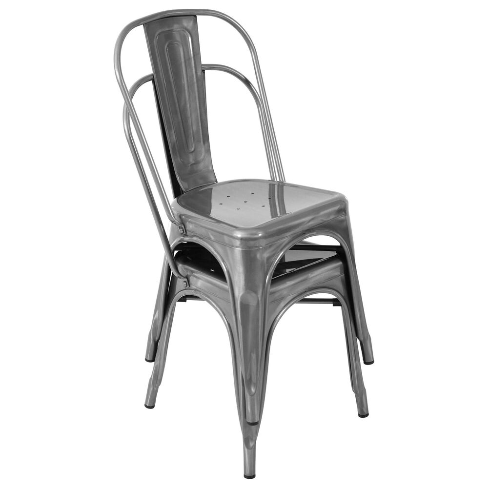 Lumisource Oregon Stackable Dining Chair in Brushed Silver/Brushed Silver &#40;Set of 2&#41;, , large