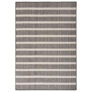 Nourison Positano POS03 Charcoal and Ivory 9" x 12" Indoor/Outdoor Area Rug, , large