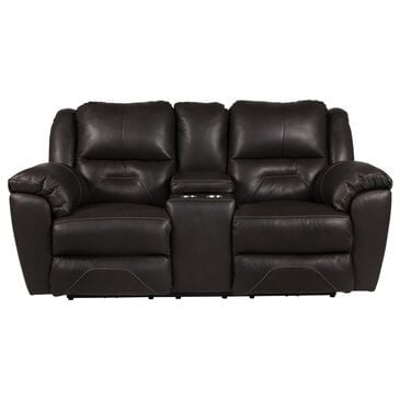 Southern Motion Pandora Leather Power Console Loveseat with Power Headrest in Fossil, , large