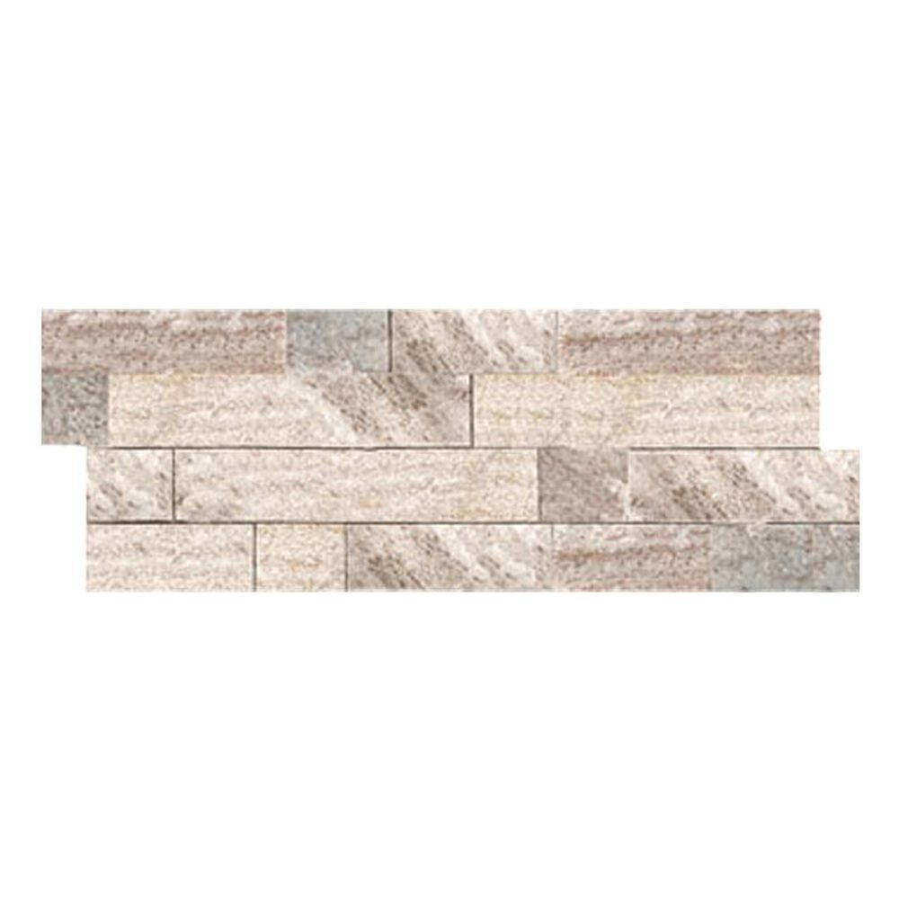 Emser Slate Quartzite and Sandstone Stacked Cream Gold 6" x 24" Natural Stone Tile, , large