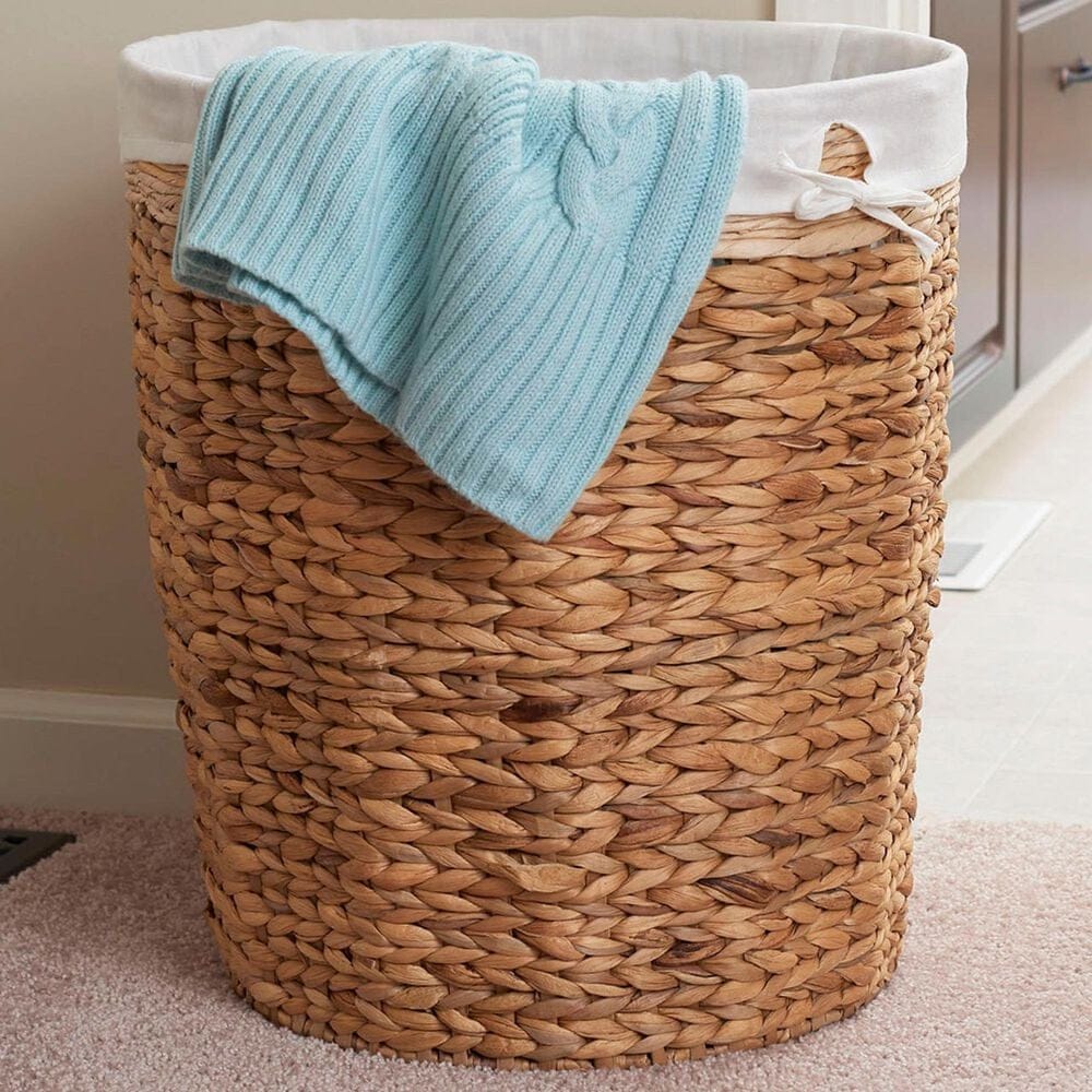 Household Essentials Wicker Basket Laundry Hamper with Liner in Brown, , large
