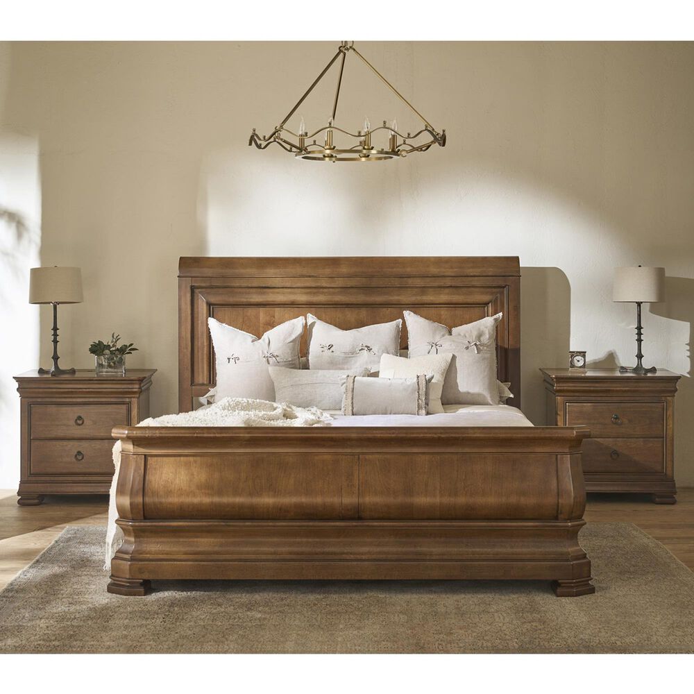 Universal Furniture New Lou California King Sleigh Bed with Two Nightstands in Cognac, , large
