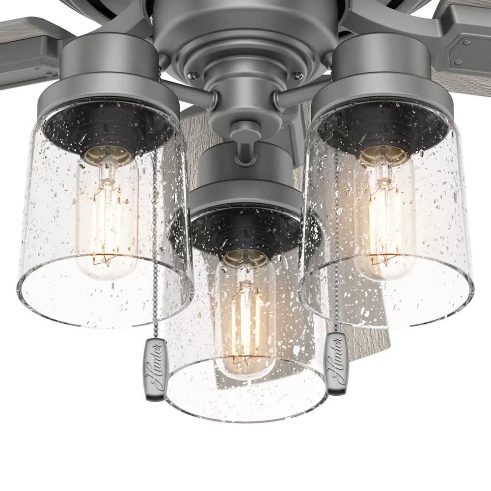 Hunter Hartland Low Profile 44&quot; Ceiling Fan with LED Lights in Matte Silver, , large
