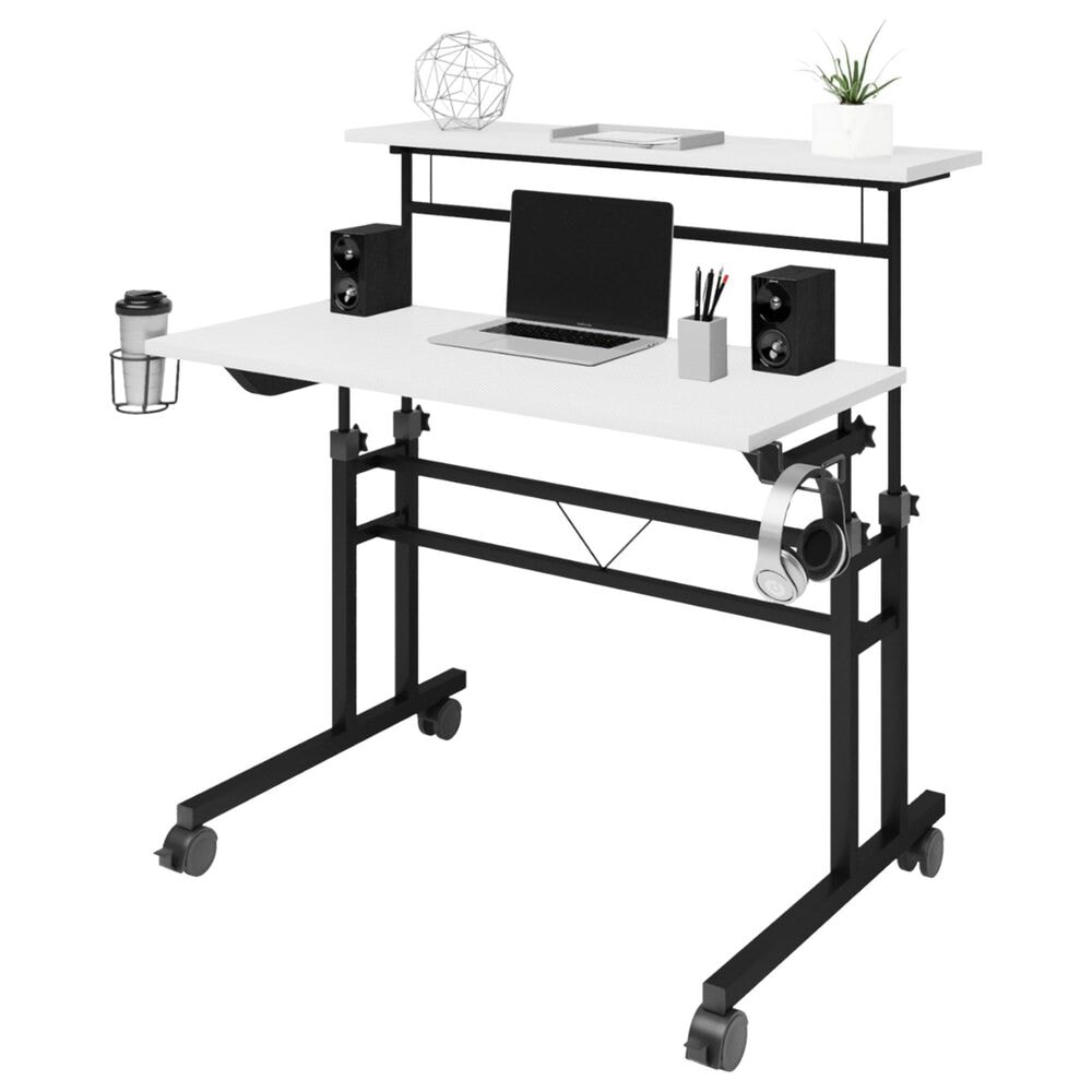Rta Products Llc Galaxy Rolling Writing Desk in White, , large
