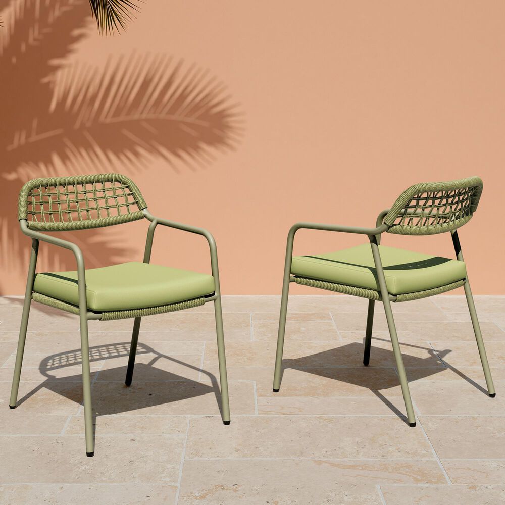 Zuo Modern Rio Outdoor Dining Chair in Green (Set of 2), , large
