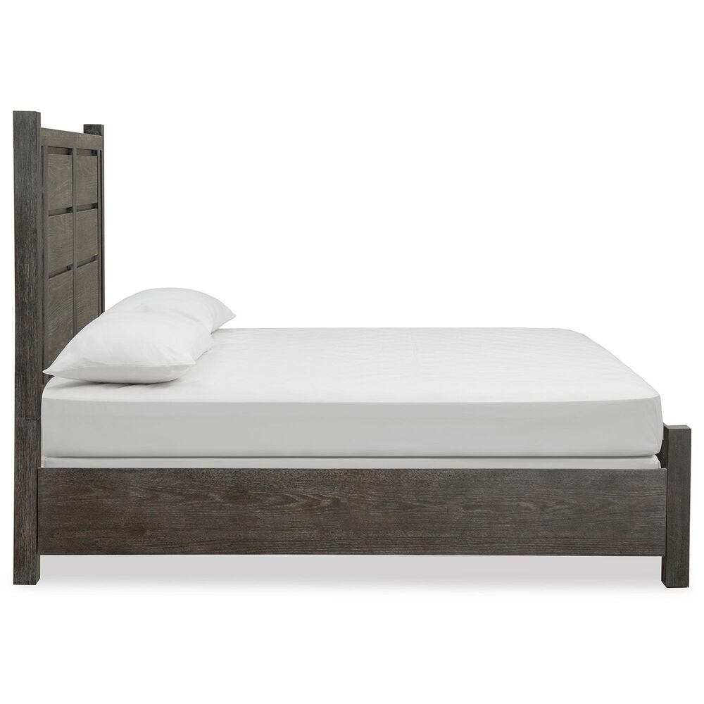 Nicolette Home Plum Creek Queen Panel Bed with Two Nightstands in Ravenwood Black, , large