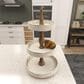 Maple and Jade 3-Level Tiered Server in Distressed White and Brown, , large