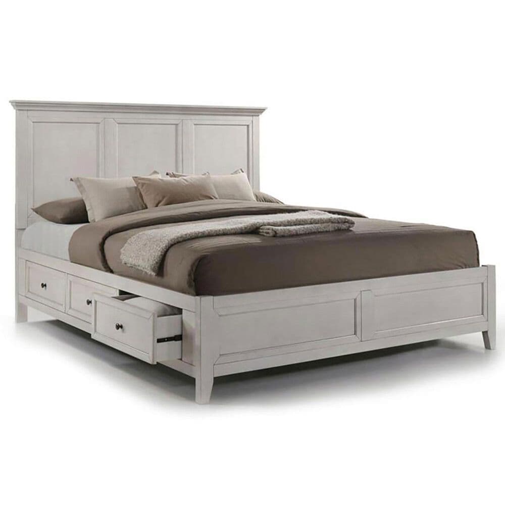 Hawthorne Furniture San Mateo King Storage Bed in Rustic White, , large