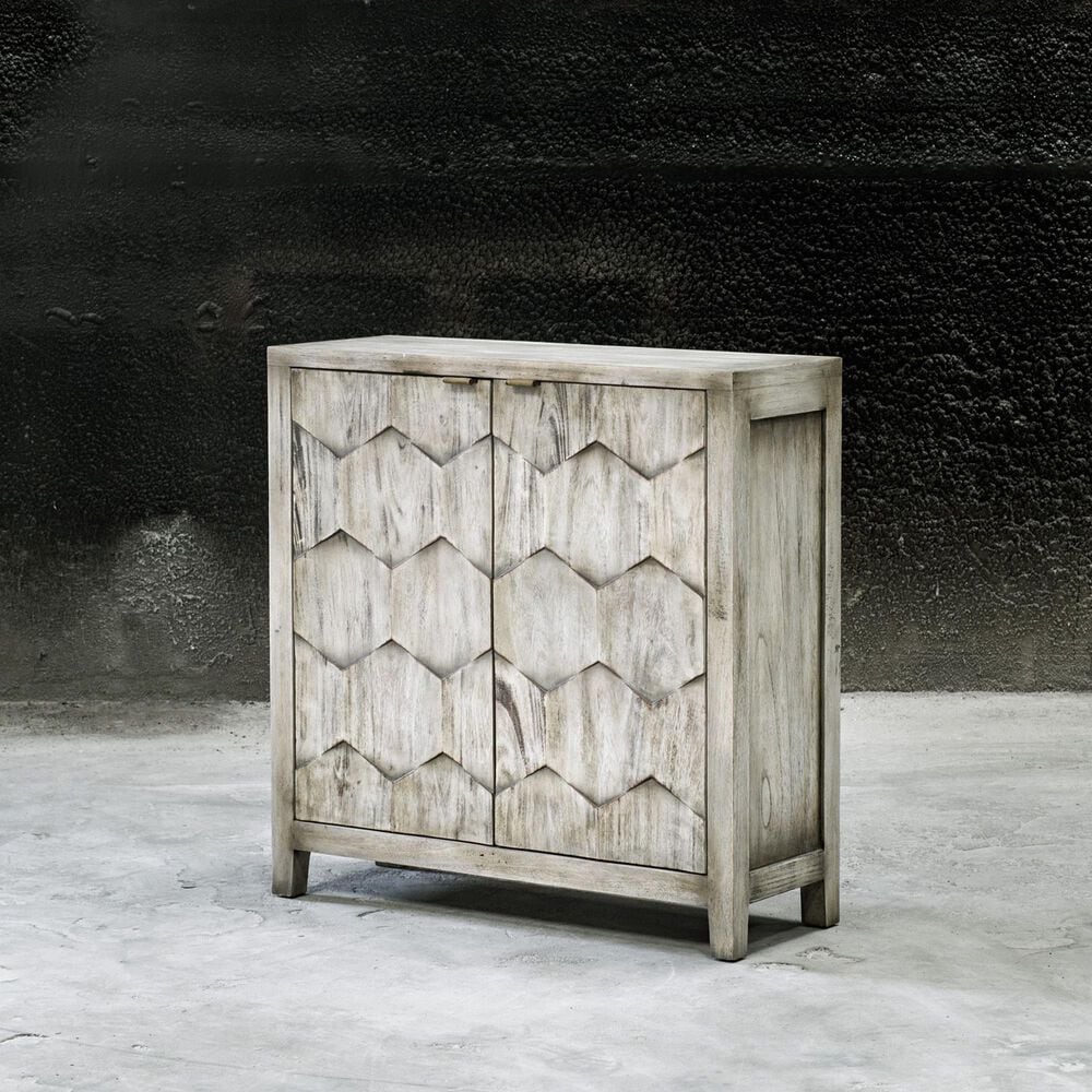 Uttermost Catori Console Cabinet In Distressed Light Grey, , large