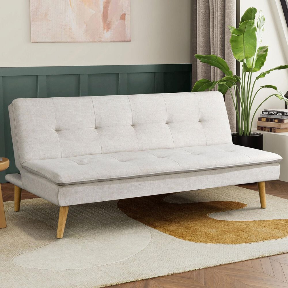 Lifestyle Solutions Tatum Convertible Sofa with Cream Cushion in Brown, , large