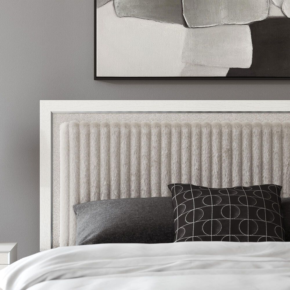 Ashley Zuraleus King Upholstered Storage Bed with Two Nightstands in Matte White, , large