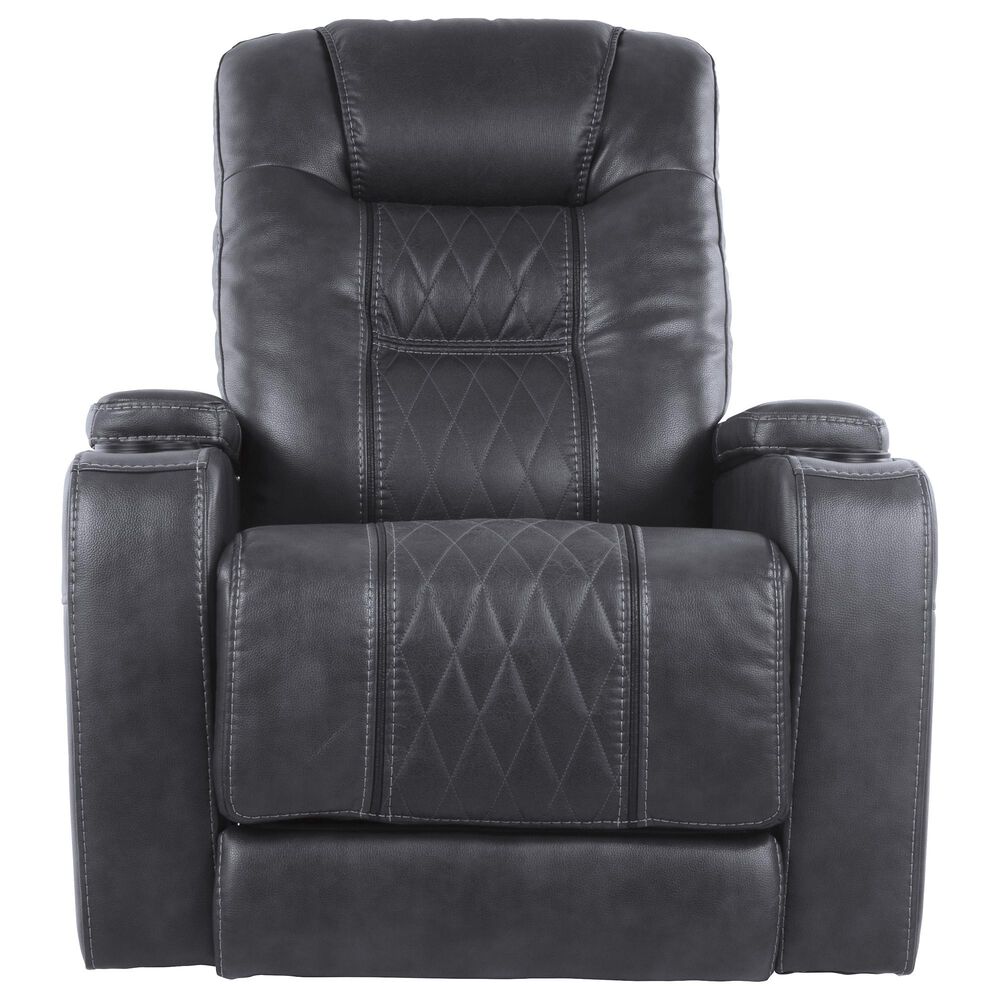 Signature Design by Ashley Composer Power Recliner with Adjustable Headrest in Grey Nebraska
