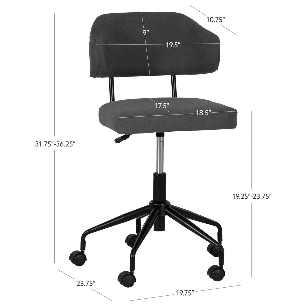 Linon Home Decor Tristan Swivel Office Chair in Black, , large