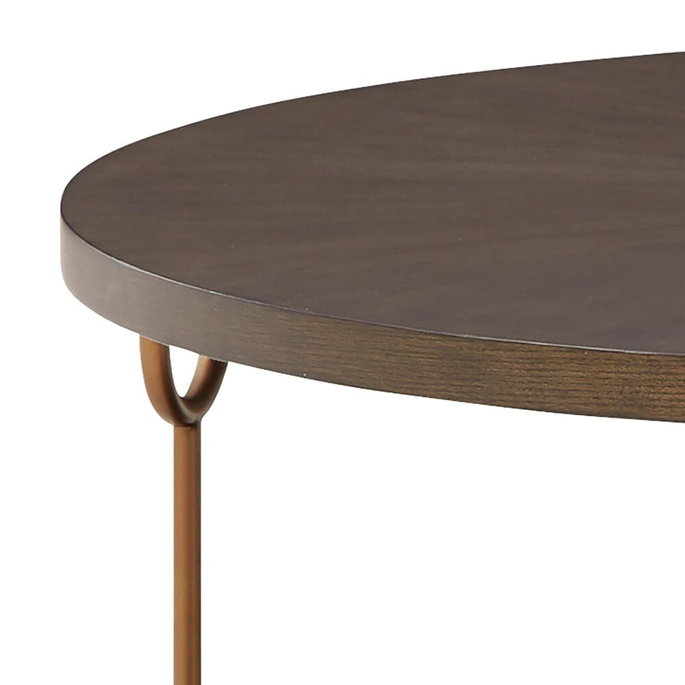 Signature Design by Ashley Brazburn Round Cocktail Table in Dark Brown and Gold, , large