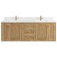 James Martin Vanities Laurent 72" Double Bathroom Vanity in Light Natural Oak with Single Hole 3 cm White Zeus Quartz Top and Rectangular Sinks, , large