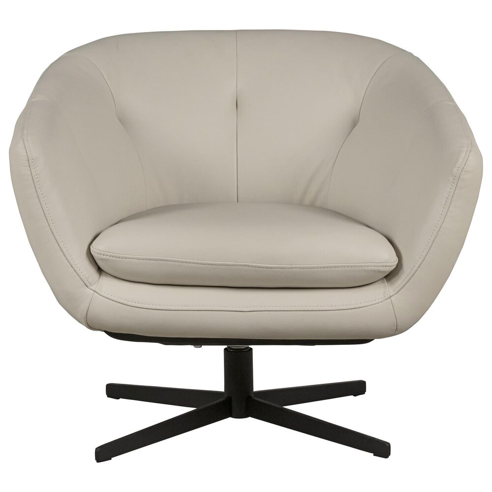 Superb Leather Leather Swivel Chair in Oslo Pebble, , large