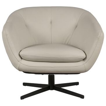 Superb Leather Leather Swivel Chair in Oslo Pebble, , large