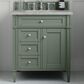James Martin Vanities Brittany 30" Single Bathroom Vanity in Smokey Celadon with 3 cm Victorian Silver Quartz Top and Rectangular Sink, , large