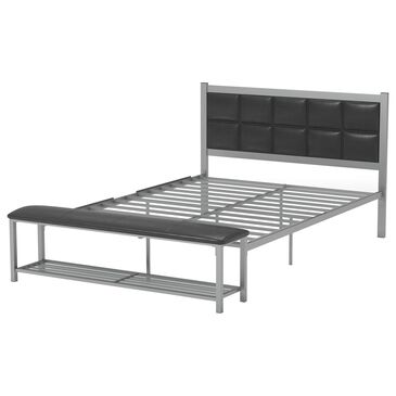 Furniture of America Lowery Queen Bed with Bench in Black, , large