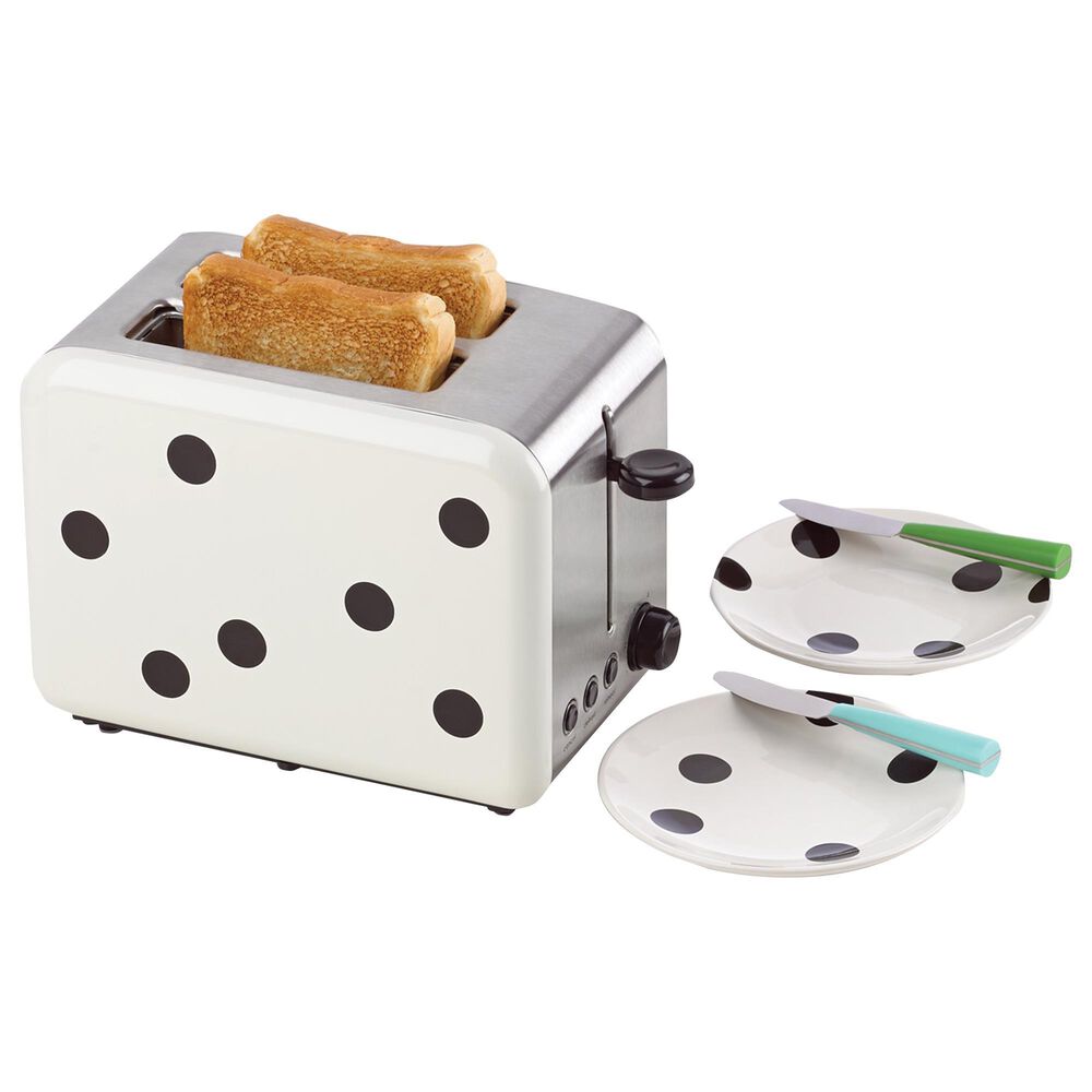 Kate Spade New York Deco Dot Two Slice Toaster in Black and White, , large
