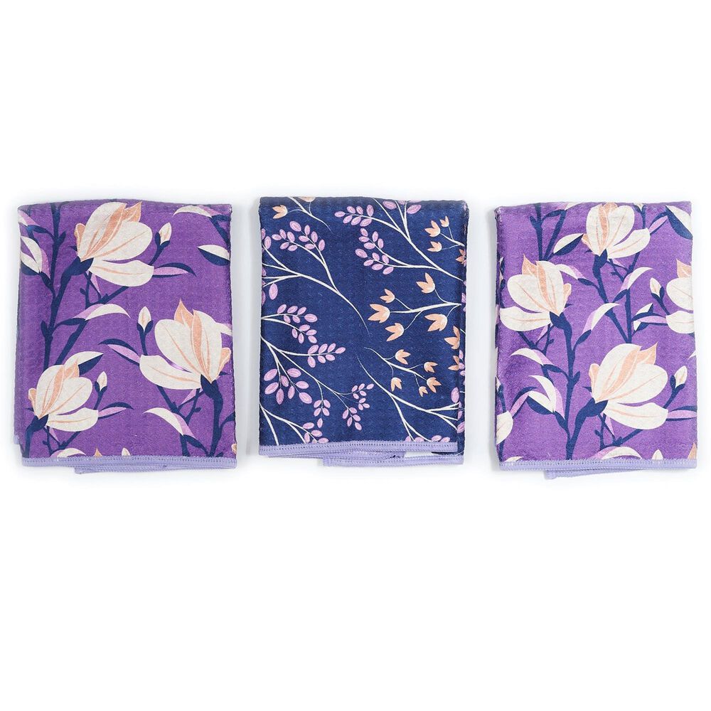 Once Again Home Magnolia Reversible Mighty Mini Towel in Violet and Navy &#40;Set of 3&#41;, , large