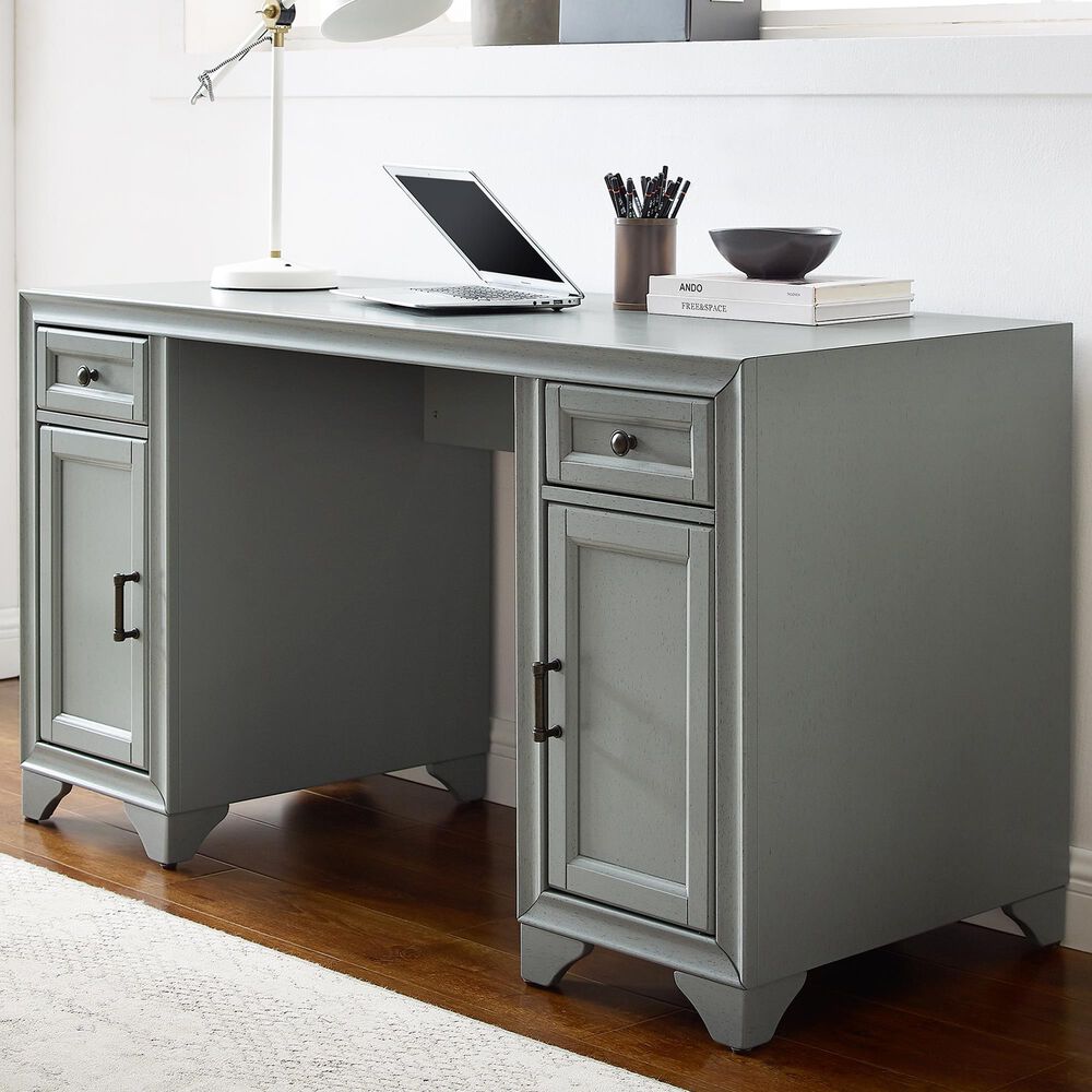 Crosley Furniture Tara Desk in Distressed Gray Nebraska Furniture Mart