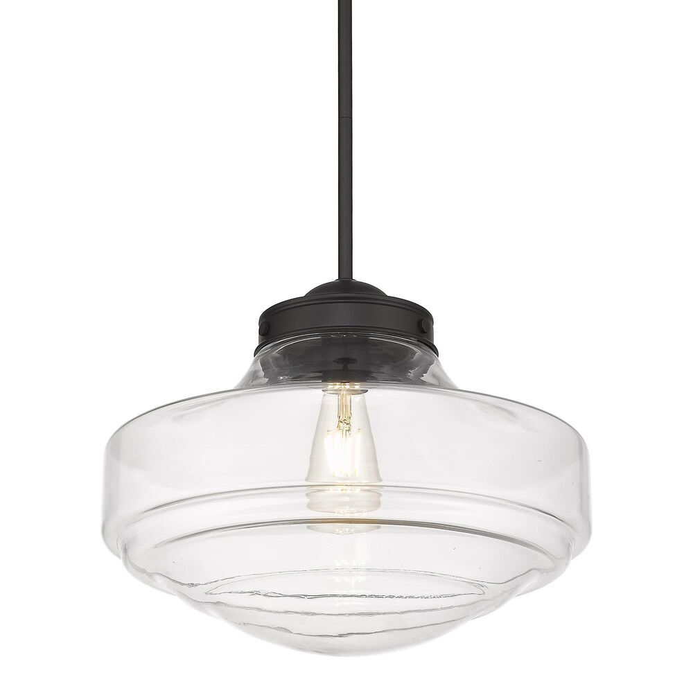 Golden Lighting Ingalls Large Pendant in Matte Black with Clear Glass, , large