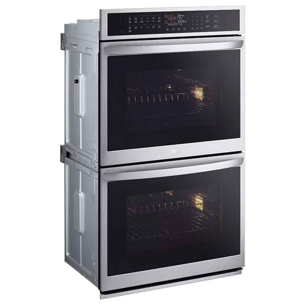 LG 2-Piece Kitchen Package with 9.4 Cu. Ft. Double Wall Oven and 30&quot; Electric Cooktop in Print Proof Stainless Steel and Black, , large