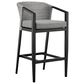 Armen Living Palma Patio Bar Stool with Dark Grey Cushion in Black, , large