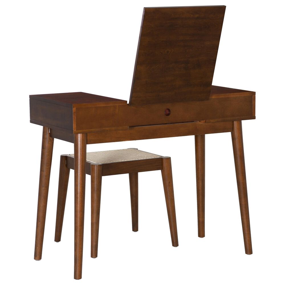 Linon Home Decor Camila Vanity with Stool in Walnut, , large