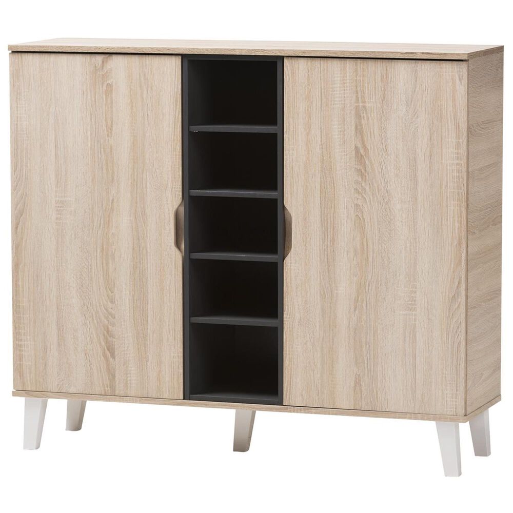 Baxton Studio Adelina Shoe Cabinet in Light Brown/Gray, , large