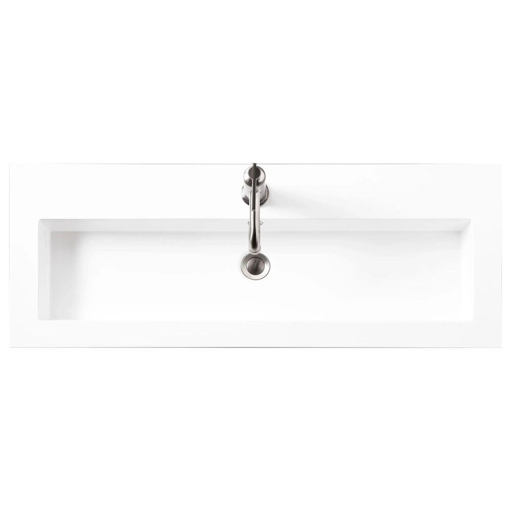 James Martin Vanities Boston 39.5&quot; Single Wall Brackets in Radiant Gold with 3 cm White Glossy Resin Top and Rectangular Sink, , large