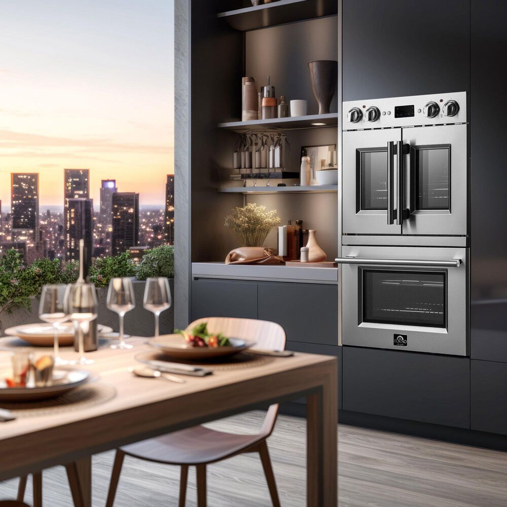 Forno Gallico 30" Double Electric Wall Oven with French Door in Stainless Steel, , large