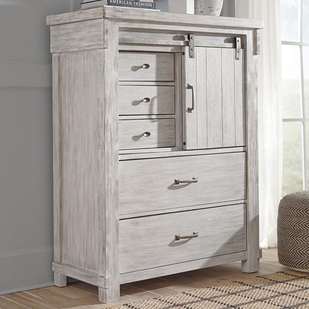 Signature Design by Ashley Brashland 5 Drawer 1 Door Chest in White, , large