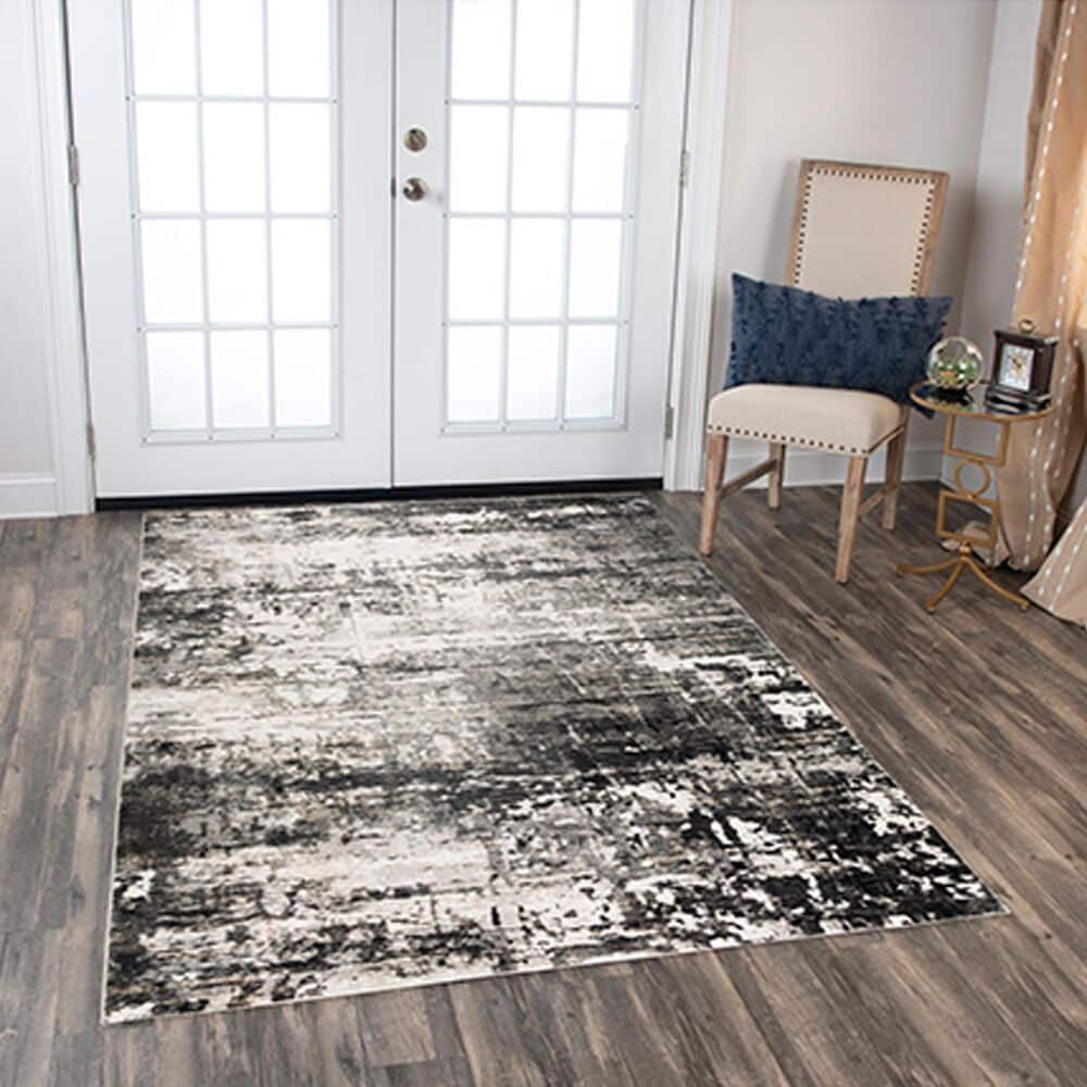 RIZZY Calabria Abstract 5&#39;3&quot; x 7&#39;6&quot; Neutral and Black Area Rug, , large