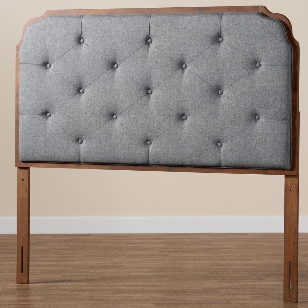 Baxton Studio Shanti King Panel Headboard in Walnut Brown, , large