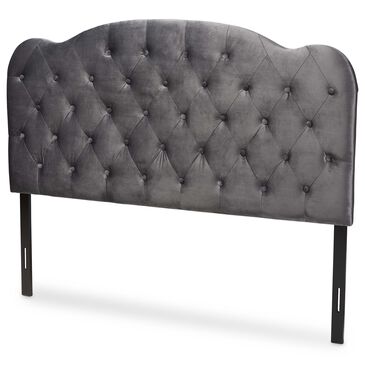 Baxton Studio Clovis Full Upholstered Headboard in Grey, , large