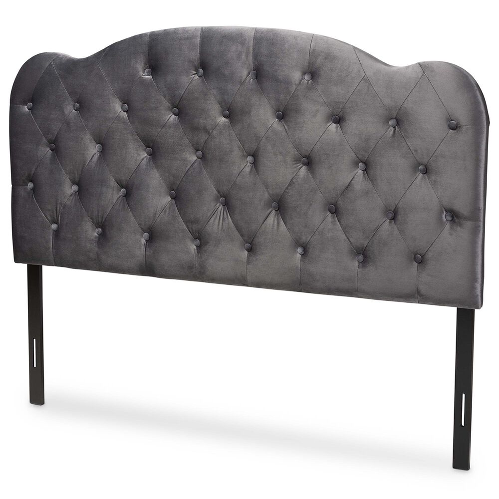 Baxton Studio Clovis Full Upholstered Headboard in Grey, , large