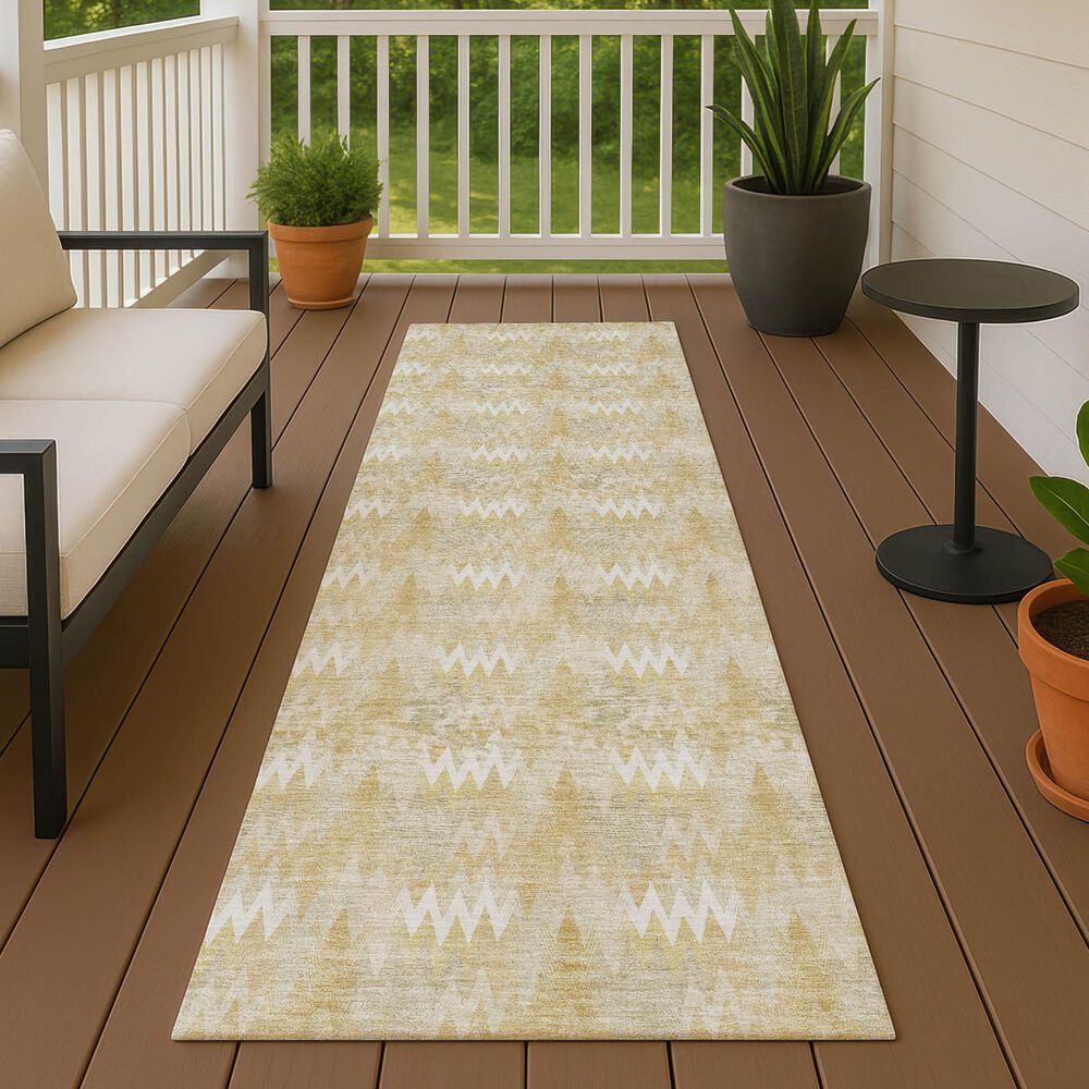 Dalyn Rug Company Soft Essentials Chevron Gold 2'3" x 7'6" Runner, , large