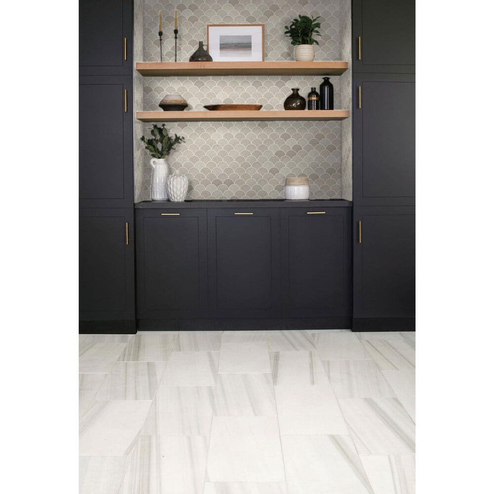 Dal-Tile Miramo Sand 3&quot; Fan Undulated on 13.25&quot; x 12.75&quot; Ceramic Mosaic Sheet, , large
