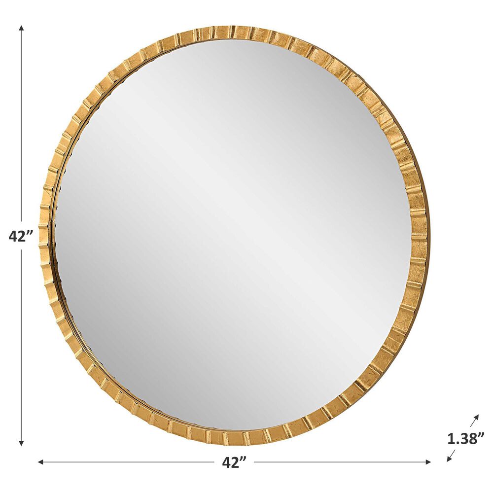 Uttermost Dandridge Round Wall Mirror in Metallic Gold Leaf, , large