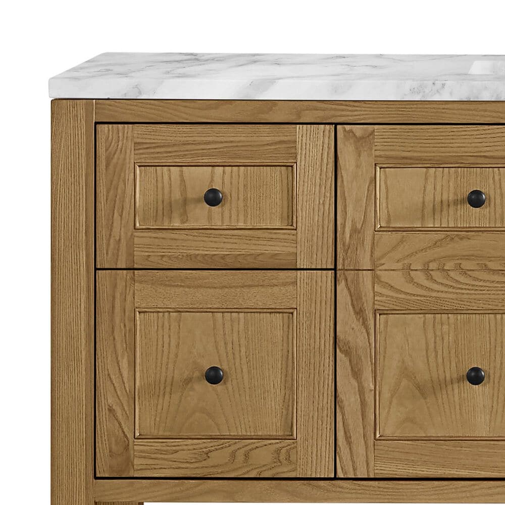 James Martin Vanities Breckenridge 60&quot; Single Bathroom Vanity in Light Natural Oak with 3 cm Carrara White Marble Top and Rectangular Sink, , large