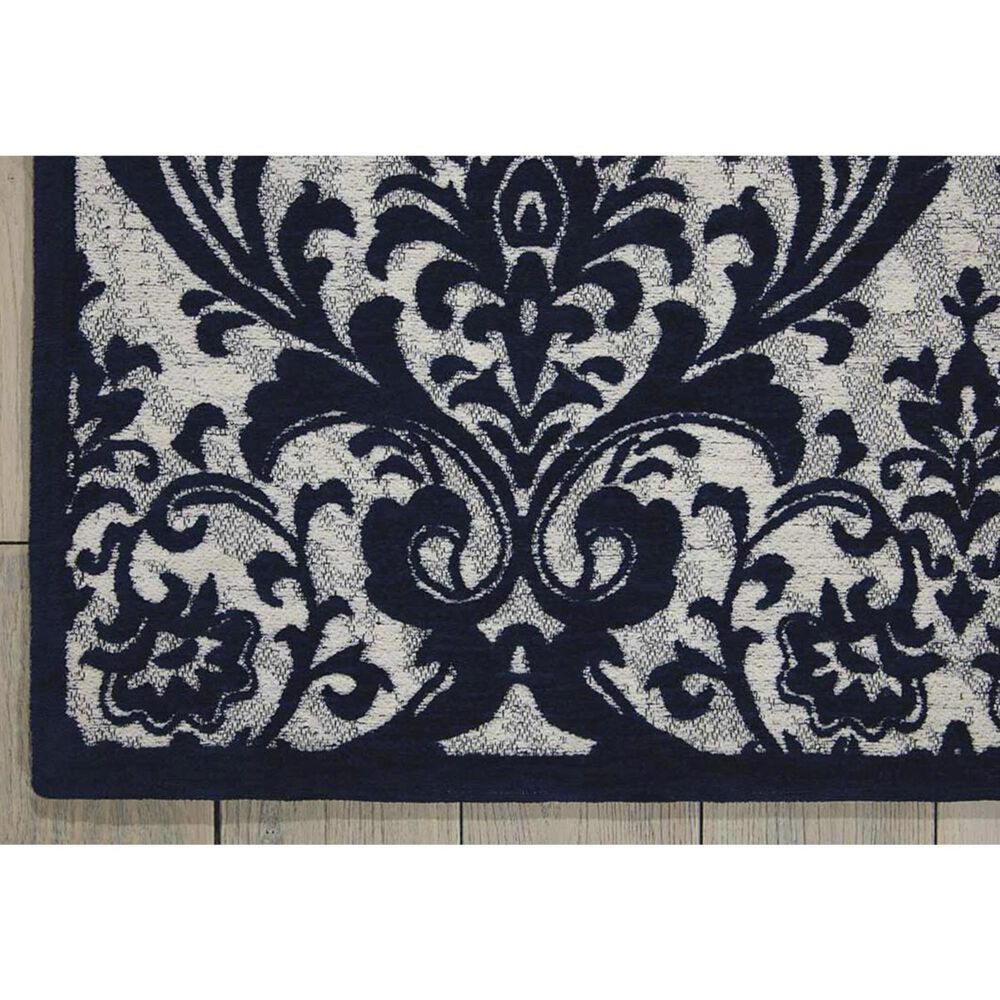 Nourison Damask DAS02 2&#39;3&quot; x 3&#39;9&quot; Ivory and Navy Area Rug, , large