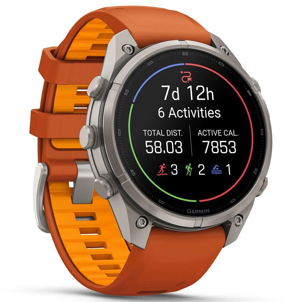 Garmin fenix 9 Pro Smartwatch 47mm Titanium with Autumn Orange and Spark Orange Silicone Band, , large